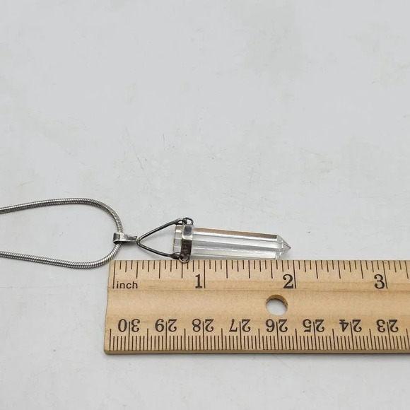 925 Sterling Silver Clear Crystal Pendant Snake Chain Necklace Vintage - Picture 7 of 9